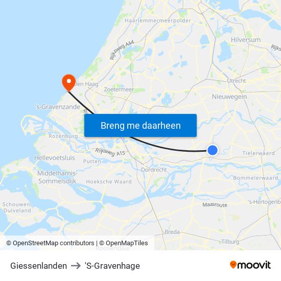 Giessenlanden to 'S-Gravenhage map