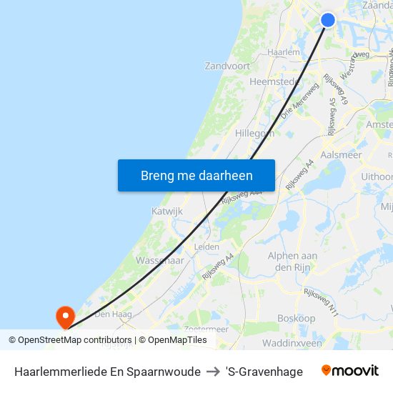 Haarlemmerliede En Spaarnwoude to 'S-Gravenhage map