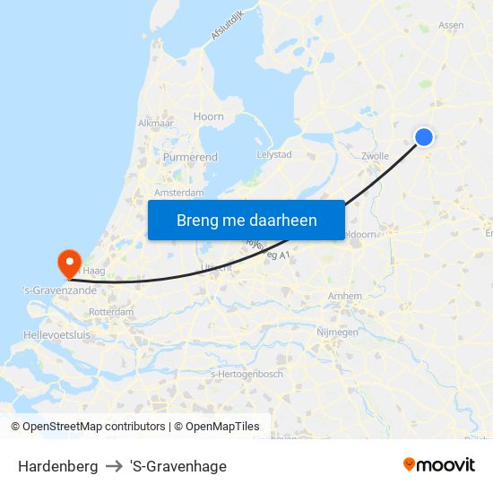 Hardenberg to 'S-Gravenhage map