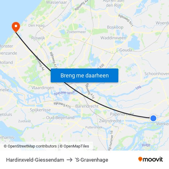 Hardinxveld-Giessendam to 'S-Gravenhage map