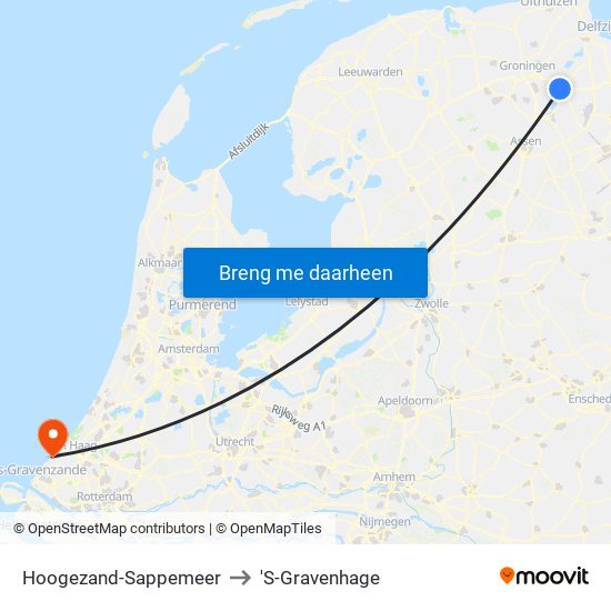 Hoogezand-Sappemeer to 'S-Gravenhage map