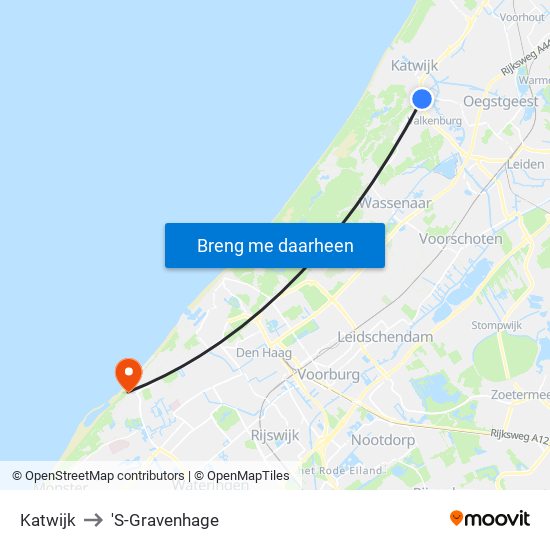 Katwijk to 'S-Gravenhage map