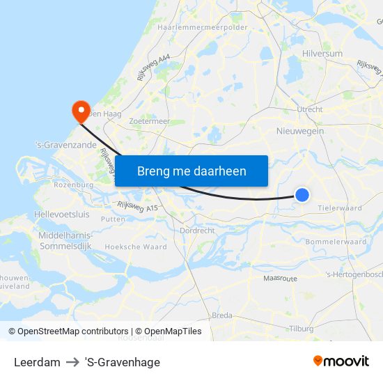 Leerdam to 'S-Gravenhage map