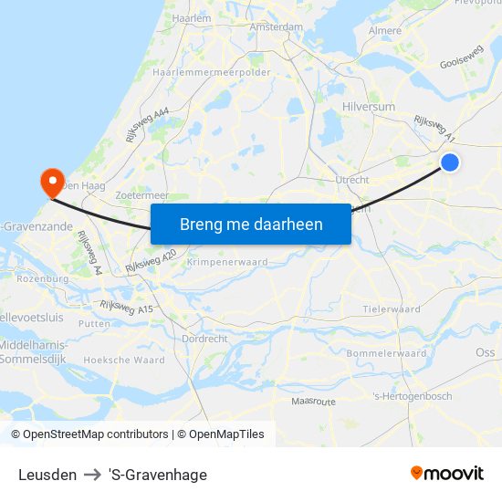 Leusden to 'S-Gravenhage map