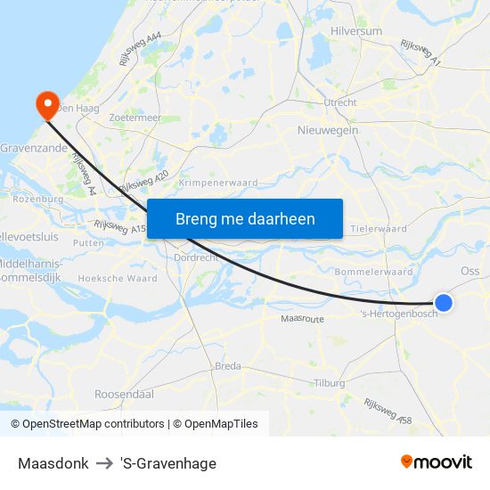 Maasdonk to 'S-Gravenhage map
