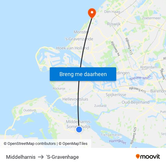 Middelharnis to 'S-Gravenhage map