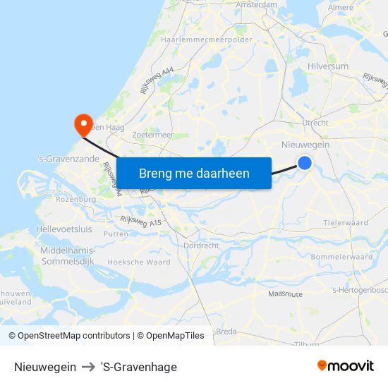 Nieuwegein to 'S-Gravenhage map