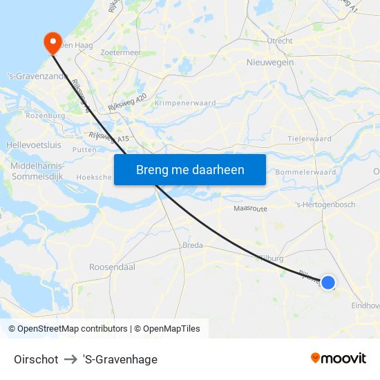 Oirschot to 'S-Gravenhage map