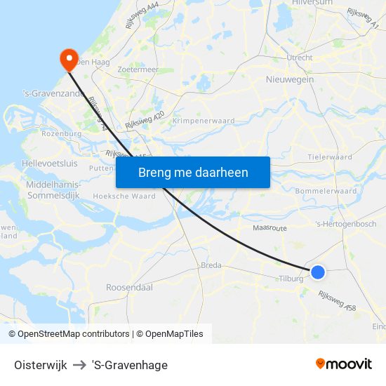 Oisterwijk to 'S-Gravenhage map