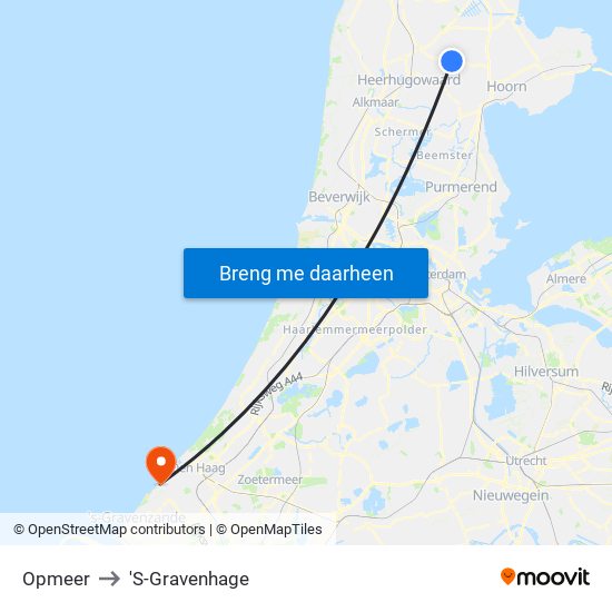 Opmeer to 'S-Gravenhage map