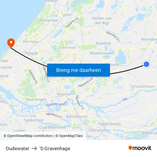 Oudewater to 'S-Gravenhage map