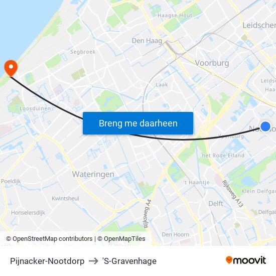 Pijnacker-Nootdorp to 'S-Gravenhage map