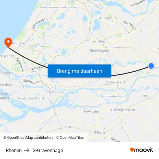 Rhenen to 'S-Gravenhage map