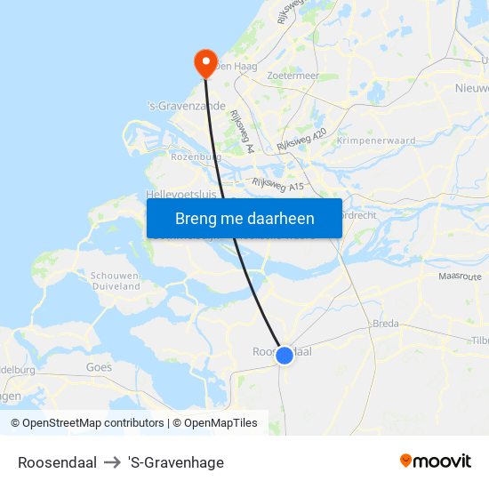 Roosendaal to 'S-Gravenhage map