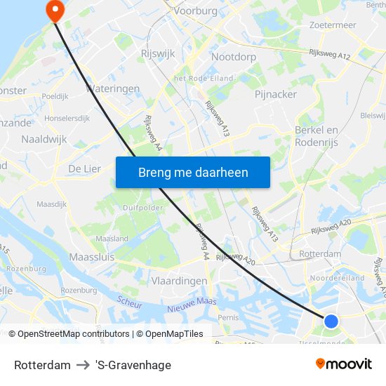 Rotterdam to 'S-Gravenhage map