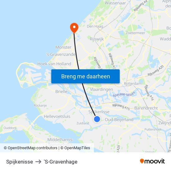 Spijkenisse to 'S-Gravenhage map