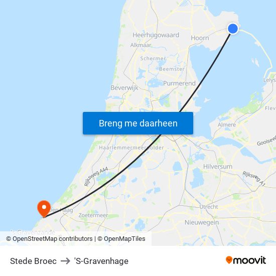 Stede Broec to 'S-Gravenhage map