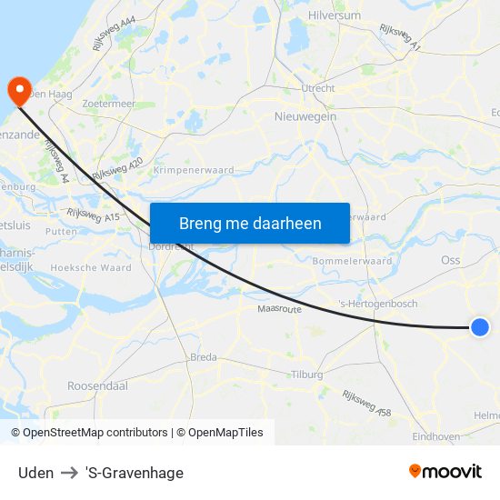 Uden to 'S-Gravenhage map