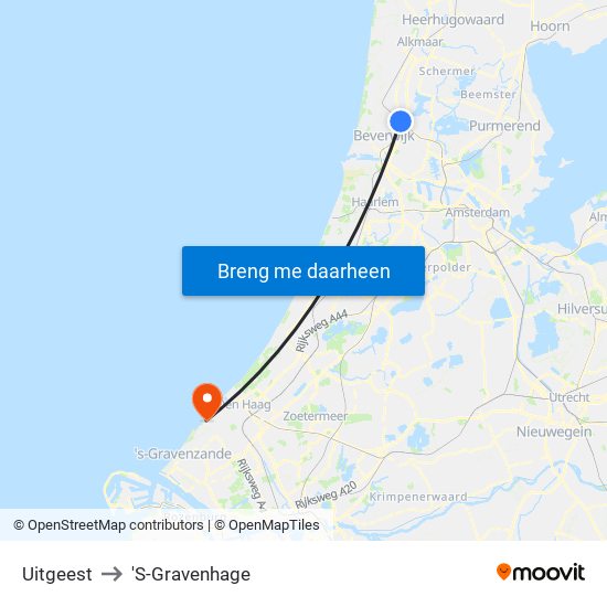 Uitgeest to 'S-Gravenhage map