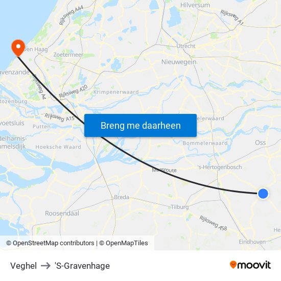 Veghel to 'S-Gravenhage map