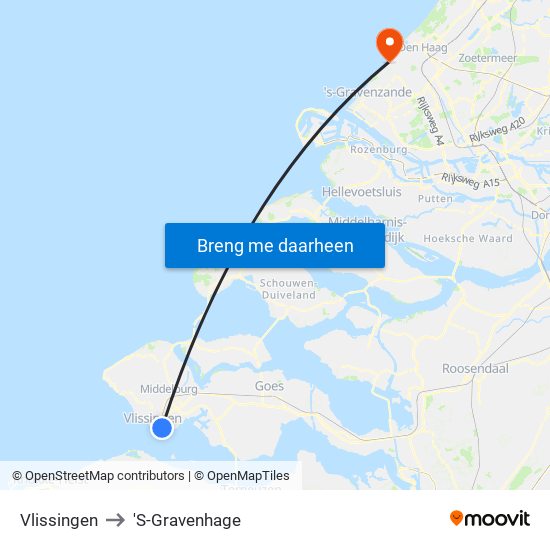 Vlissingen to 'S-Gravenhage map