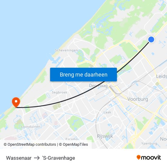 Wassenaar to 'S-Gravenhage map