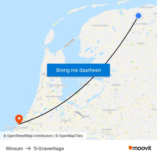 Winsum to 'S-Gravenhage map