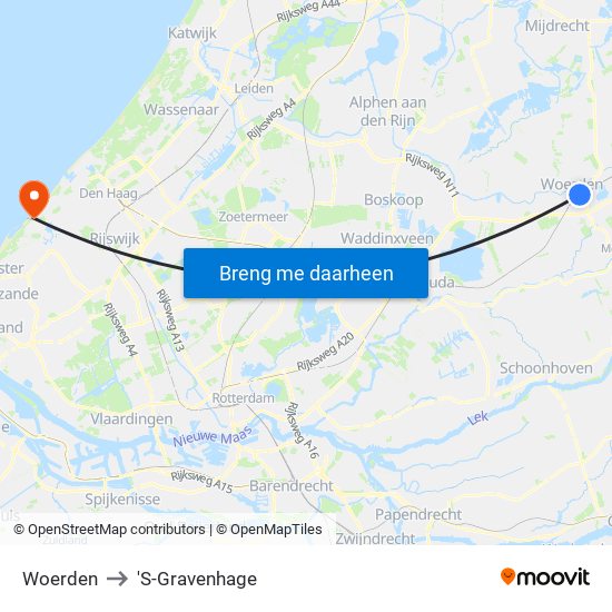 Woerden to 'S-Gravenhage map