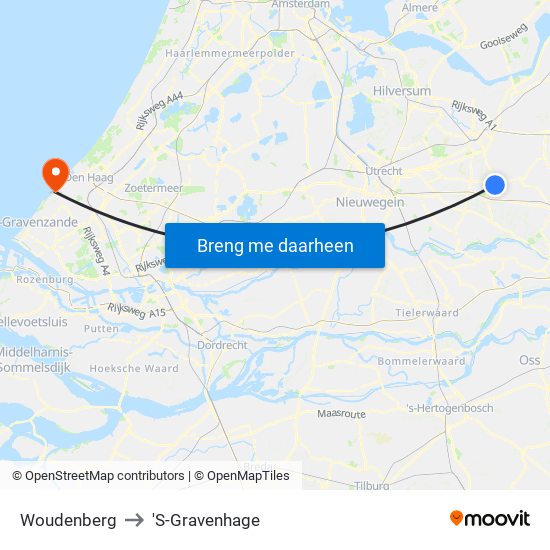 Woudenberg to 'S-Gravenhage map