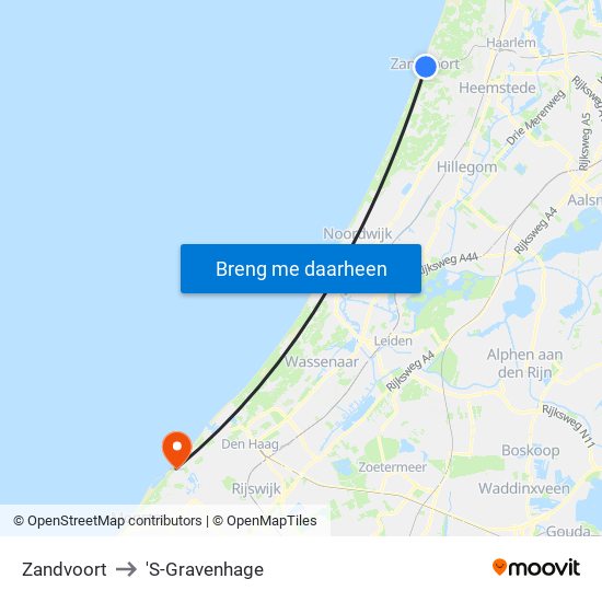 Zandvoort to 'S-Gravenhage map