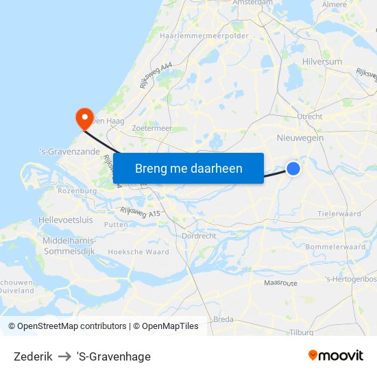 Zederik to 'S-Gravenhage map