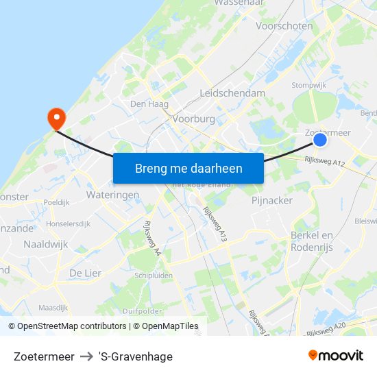 Zoetermeer to 'S-Gravenhage map