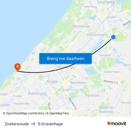 Zoeterwoude to 'S-Gravenhage map