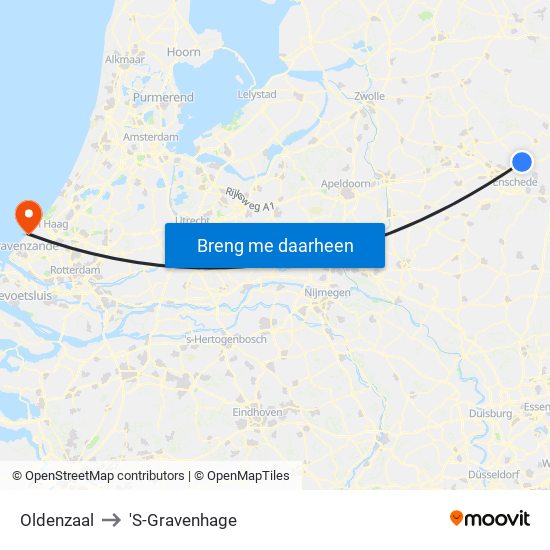 Oldenzaal to 'S-Gravenhage map