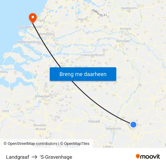 Landgraaf to 'S-Gravenhage map