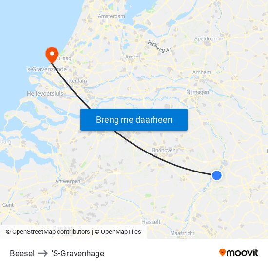 Beesel to 'S-Gravenhage map