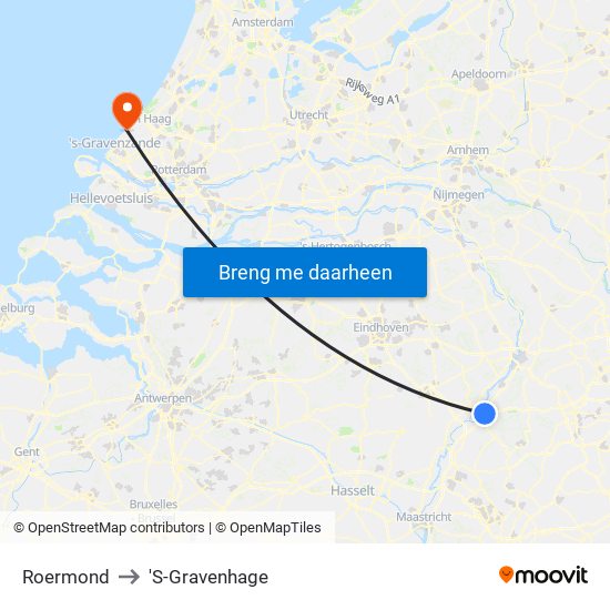 Roermond to 'S-Gravenhage map