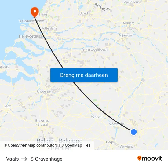 Vaals to 'S-Gravenhage map