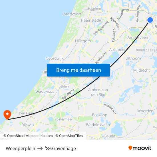 Weesperplein to 'S-Gravenhage map