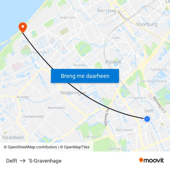 Delft to 'S-Gravenhage map