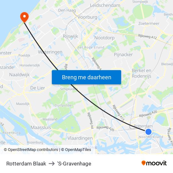 Rotterdam Blaak to 'S-Gravenhage map