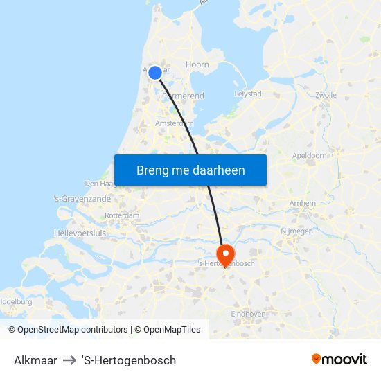 Alkmaar to 'S-Hertogenbosch map