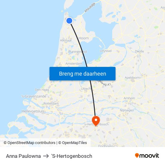 Anna Paulowna to 'S-Hertogenbosch map