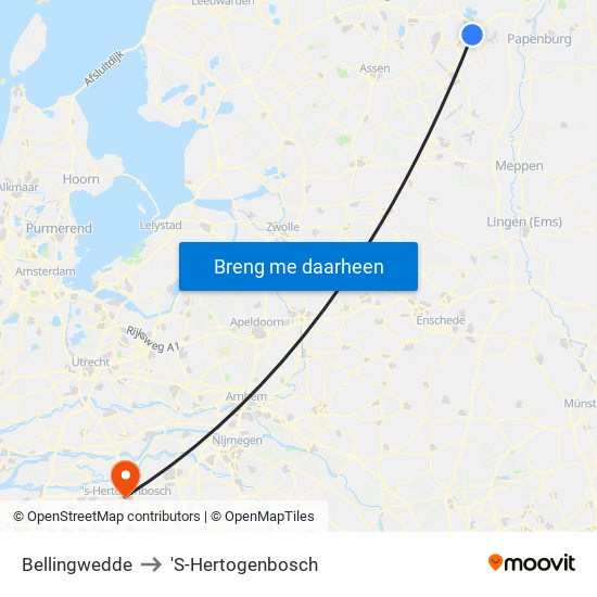 Bellingwedde to 'S-Hertogenbosch map
