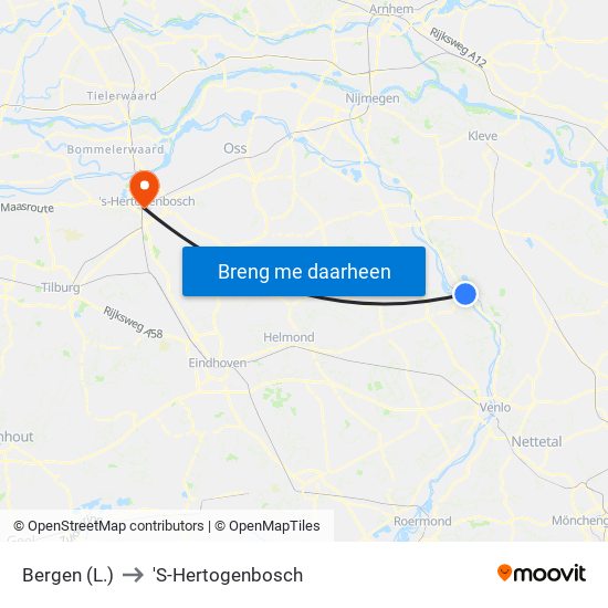 Bergen (L.) to 'S-Hertogenbosch map