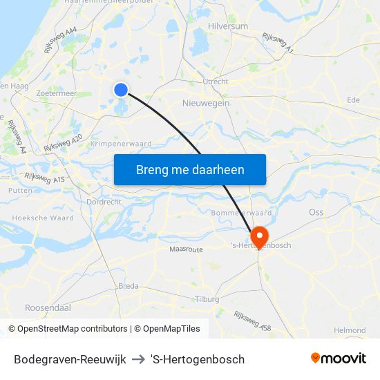 Bodegraven-Reeuwijk to 'S-Hertogenbosch map