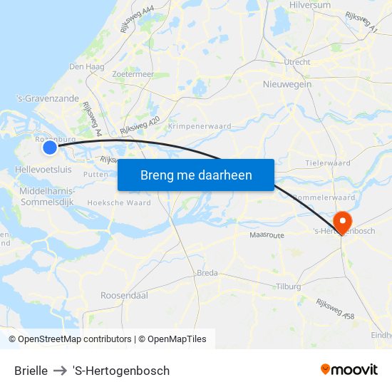 Brielle to 'S-Hertogenbosch map