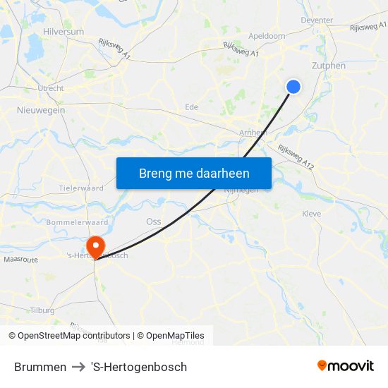 Brummen to 'S-Hertogenbosch map