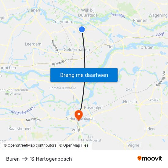 Buren to 'S-Hertogenbosch map