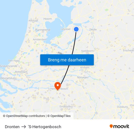 Dronten to 'S-Hertogenbosch map